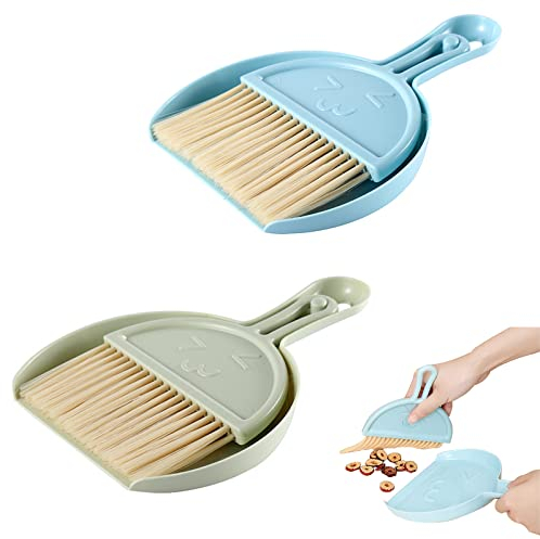 WOOXDYUK 2 Stück Effektives Schaufel- & Besenset für eine saubere Umgebung - Mini Kehrschaufel und Bürsten Set - Reinigen Sie Computertische, Tastaturen, Sofas