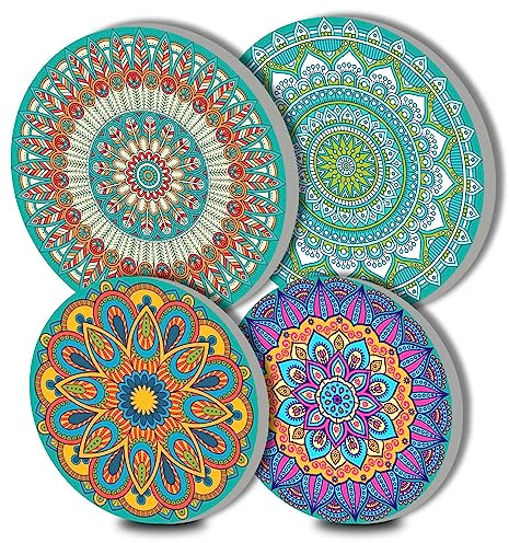 Set med 4 st Mandala runda metallplattor för elektrisk spis, övre brännare, gasugnsskydd, kökstillbehör, modern matlagning, dekoration, köksdekoration