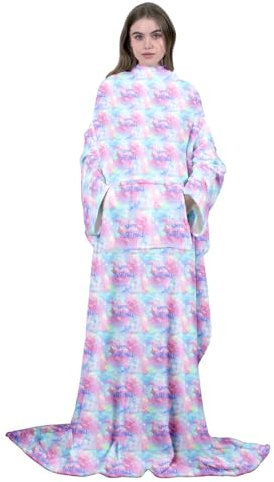 Homemissing Purple Fleece Blanket with Sleeves 50x50 Get Naked Fleece Blanket with Sleeves Pocket Decor Glitter Word Wearable Blanket Warm Cozy Purple Theme Fuzzy Plush BlanketBedroom