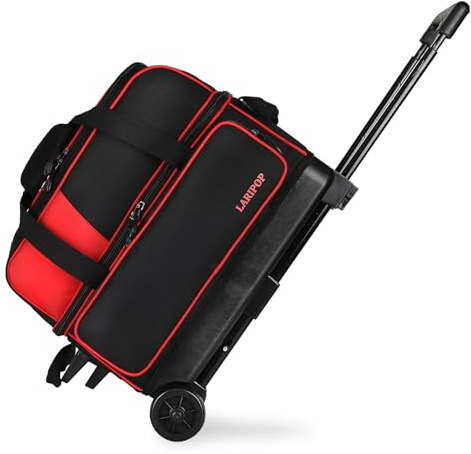 LARIPOP 2 Ball Wheeled Bowling Roller Bag with 40 Inch Telescopic Handle, Padded Ball Storage, Ventilated Shoe Pocket & Reinforced Base for Tournament & Travel