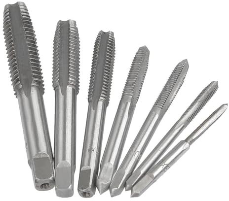 7 Stück Gewindebohrer Set, Fixinus HSS Gewindeschneidwerkzeug Set M3 M4 M5 M6 M8 M10 M12 Handgewindebohrer Satz