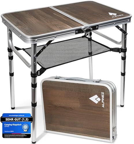 ALPINEZ 60x40 Campingtisch klappbar höhenverstellbar | Beistelltisch Outdoor Klapptisch Camping Tisch klein | Balkon Grilltisch Picknicktisch | Kompakt & Leicht