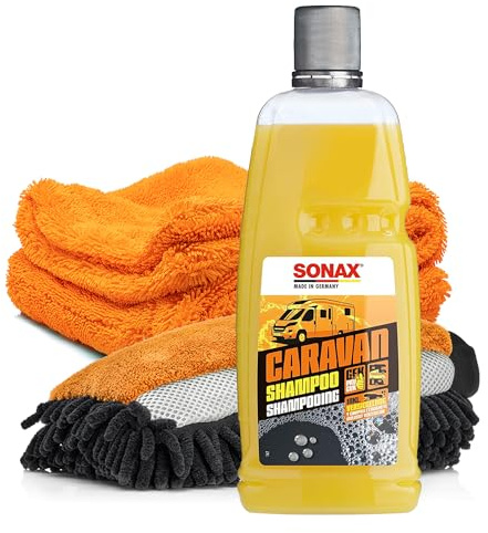 bilvård husbilsrengöring set | Sonax Caravan schampo 1 l tvätthandske torr handduk | Husbilsrenare husvagnsrengöring