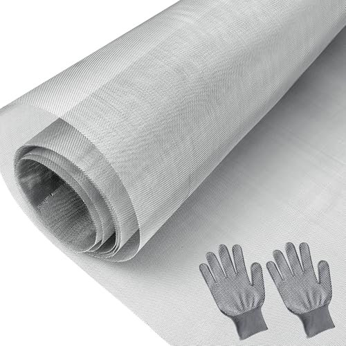 TINA Drahtgitter Feinmaschig 0.45mm Maschenweite 304 Edelstah Gitter Maschendraht 40cmx2m, Metallgitter Filtersieb Drahtgewebe Drahtgeflecht Wühlmausgitter für Garten Mäuse Insekten (40 Mesh)