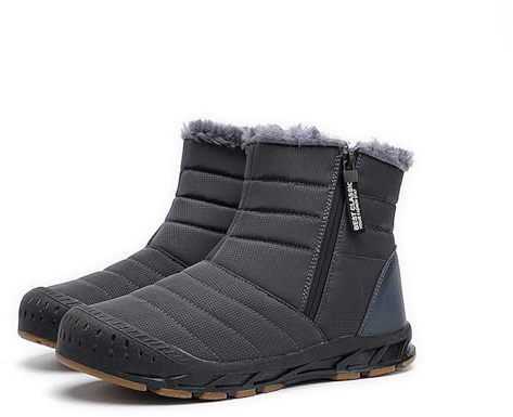 VERROL Snow Boots Men's Winter Boots with Fur Lining Warm Ankle Boots Outdoor Walking Boots with Zipper