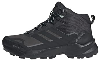adidas Femme Terrex Skychaser Ax5 Mid Gore-Tex Hiking Shoes, Carbon/Core Black/Semi Flash Aqua, 38 EU