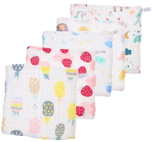 QUMIIRITY 5piezas Toallas De Algodón Absorbentes Para Bebés Paños y Lavables Perfectos Cuidado Infantil Lactancia