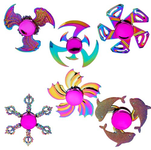 Aszaui 6 Stück Fidget Spinner, Spinner Spielzeug für Kinder, Spinner Finger Lager Finger Tri-Spinner Toy.Stressabbau Anti Angst Sensorisches Spielzeug Kinder und Erwachsene.