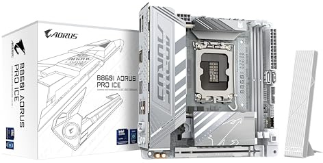 GIGABYTE B860I AORUS PRO ICE Motherboard - Intel Core Ultra Series CPUs, 8+1+2+1 Phases VRM, up to 9200MHz DDR5, 1xPCIe 5.0 + 1xPCIe 4.0 M.2, 2.5GbE LAN, WIFI 7, Thunderbolt 4