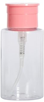 1Pcs Leak-Proof & Portable Push Down Pump Dispenser Bottles: Refillable Clear Containers for Nail Polish, Makeup Remover, Travel, Salon, Hospital Use (1, Clear Pink)