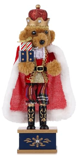 VorFor Casse Noisette Noel Puppe,28cm Figurine, Nutcracker Christmas,Casse Noisette en Bois(Le Roi des Petits Ours),Décoration De Noël à l'intérieur,Un Excellent Cadeau De