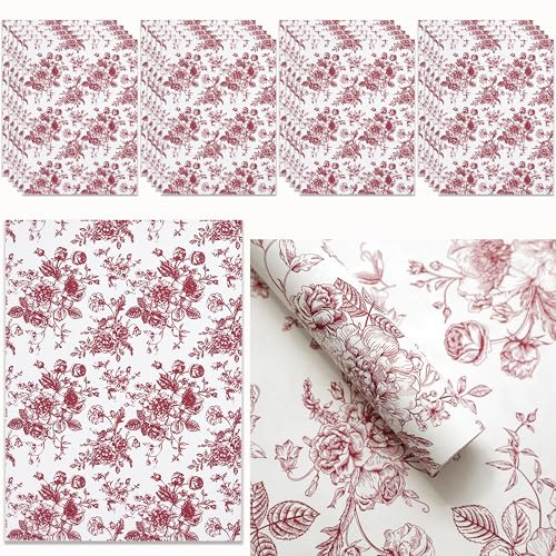 Vintage Floral Drawer Liners & Gift Wrap Paper DWUENT 20 Pack Waterproof Decorative Sheets, 35cm x 50cm for Drawer Lining, Wardrobe Shelves, Crafts and Gift Packaging