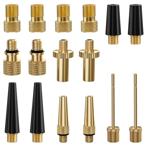 Remingtape Set di 16 adattatori per valvole Presta e Schrader, incluso ago per pompa a sfera e adattatore per pompa della bicicletta