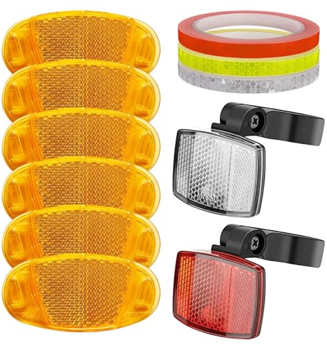 Riflettori per bicicletta, riflettori, riflettori per raggi per bicicletta con occhi di gatto, riflettore per bicicletta anteriore e posteriore, riflettori di sicurezza per MTB, bici da strada, e-bike