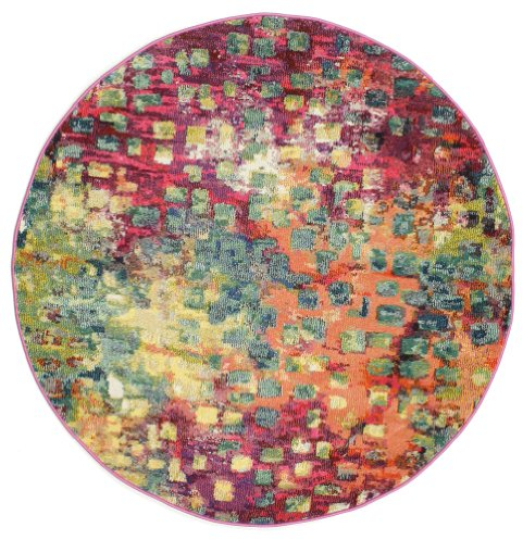 RugVista, Davina, Teppich, Mittelflor, ∅ 150 cm, Rund, Modern, Oeko-Tex Standard 100, Polypropylene, Flur, Schlafzimmer, Küche, Wohnzimmer, Braun/Hellbraun/Gelb, Mehrfarbig