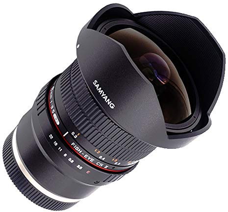 Samyang F1121906101 - Objetivo fotográfico DSLR para Sony E (Distancia Focal Fija 8mm, Apertura f/3.5-22 UMC, Ojo de Pez, CSII), Negro