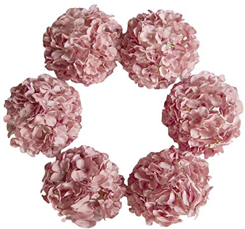 DuHouse Cabezas de hortensias Artificiales de Seda más Grandes con Tallo, Flores de hortensias Blancas Falsas para Boda, hogar, jardín, Centro de Mesa, Paquete de 6 (Cameo Marrón)