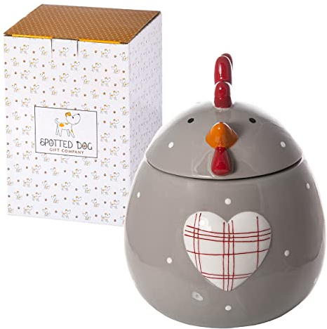 SPOTTED DOG GIFT COMPANY - Keksdose Keramik, Vorratsdose 1.9L mit Deckel, Hühner Huhn Deko und Geschenk für Frauen Männer Tierlieberhaber