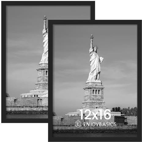ENJOYBASICS 12x16 Picture Frame, Display for 12 x 16 Poster, Wall Gallery Photo Frames, Black, 2 Pack
