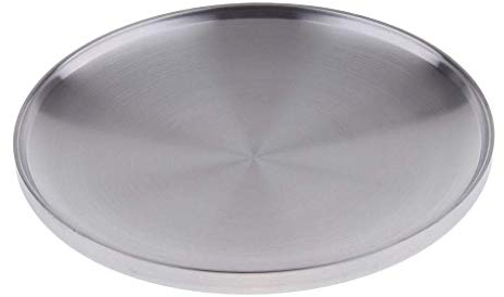 Tubayia Stainless Steel Round Snack Plate Grill Plate Dessert Tray Menu Plate Waiter's Tray BBQ Plate Kitchen Tableware
