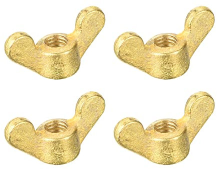 sourcing map 4 Stück Messing Flügelmutter M6 Schmetterling Mutter Hand Twist Tighten Befestigung für Möbel Maschinen Elektronische Geräte