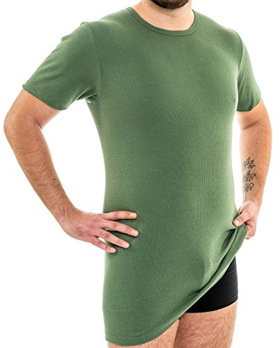HERMKO 3847 T-shirt à manches courtes extra long pour homme (+ 10 cm) avec manches 1/4 en 100 % coton (fines côtes)