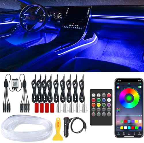 Car LED Strip Lights, LEDCARE 9 in 1 RGB Car Interior Lights with APP & Remote Control, 16 Million Colors Ambient Lighting Kit with 5 Fiber Optic LED Strips & 4 Under Dash Lights, Sync to Music