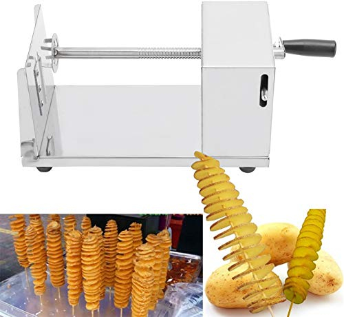 Manual Potato Slicer, Stainless Steel Potato Cutter Manual Spiral French Fries Tornado Potato Slicer Vegetables Cutting Machine Kitchen Accessories Cooking Tools