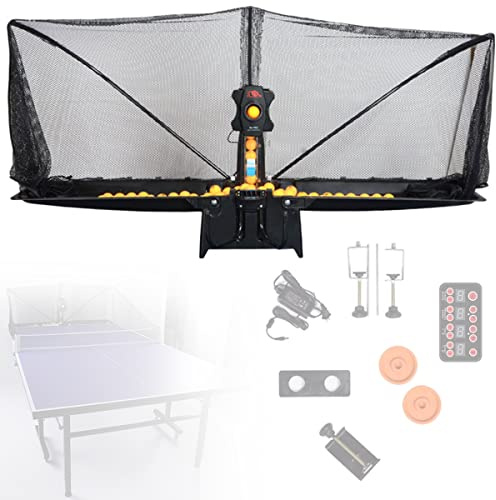 TAHALI Machine Automatique de Balle de Tennis de Table 50W, Robot d'entraînement de Tennis de Table Robot de ping-Pong 9 réglages de Rotation avec Filets recyclés