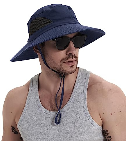 Wmcaps Sun Hats, Wide Brim UPF 50+ Foldable Fishing Safari Hat for Men