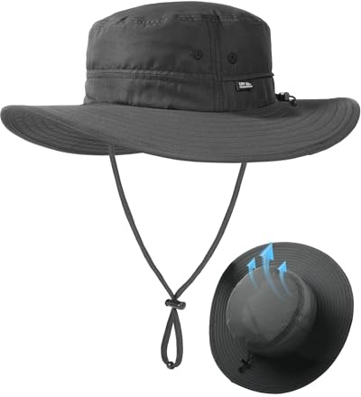 FURTALK Sun Hats for Men Women Packable Wide Brim Summer UV Protective Bucket Hat UPF 50+ Hat for Fishing Hiking Dark Grey