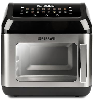 G3 Ferrari G10187 Friggisano Evo 13L Friggitrice ad aria, 1700W, 13 Litri, 16 Programmi, Display Digitale, Funzione essiccatore, Accessori INOX BPA/PFOA Free e Ricettario inclusi, Grigio Acciaio/Nero