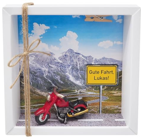 ZauberDeko Geldgeschenk Verpackung Geldverpackung Führerschein MIT Namen Motorrad Reise Weihnachten