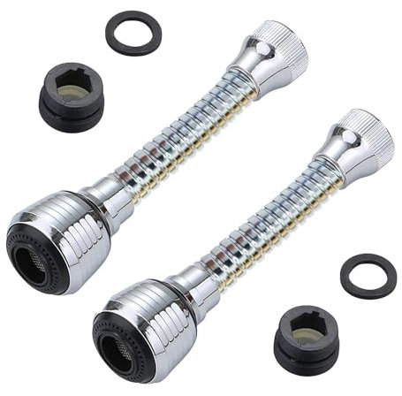 Aérateur de robinet d'évier en acier inoxydable, tête de robinet de cuisine rotative à 360 ° avec tuyau, économie d'eau, tête de buse de robinet anti-éclaboussures, tête de pulvérisation de rechange