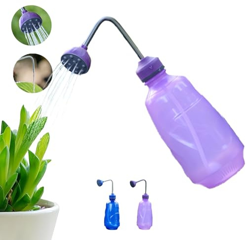 Shyllin Annaffiatoio da giardino 450ml,Doccia a sfera,spruzzatore morbido con flacone morbido, adatto per piccole piante, piantine, piante in vaso (Viola)
