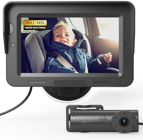 GROWNSY Baby Kamera Auto mit Nachtsicht und Weitwinkel, 4,3'' HD Spiegel Auto Baby rückbank, autospiegel Baby für rücksitz USB Plug&Play, Einfache Installation