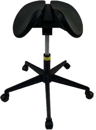 Sgabello Da Sella Con Ruote, Sedia Da Ufficio Con Altezza Idraulica, Sedia Girevole In Similpelle, Imbottitura Spessa, For Clinica Estetica, Portata 204 Kg(Black1)