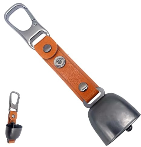 Campanelle per escursionismo, allarme magnetico di sicurezza, attrezzatura avventura, campanello acustico con cinturino in pelle e moschettone, protegge dalla fauna selvatica, cinturino in pelle e