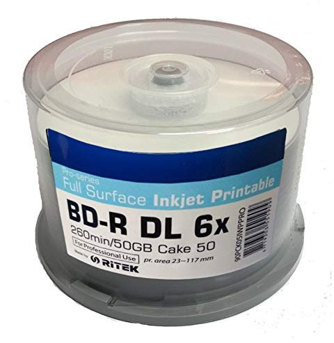 Ritek Blu-Ray BD-r DL 50GB 6X Pro-Series FF Inkjet 50 uds