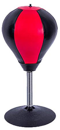 Punching ball da scrivania, super resistente, antistress, con ventosa e pompa (Black&Red)
