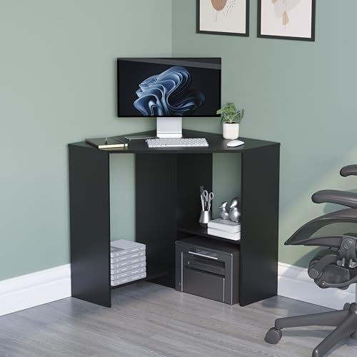 Vida Designs Hetton Scrivania Angolare per Computer con Mensole, per Casa e Ufficio, Tavolo per Computer Portatile, Postazione di Lavoro per Videogiochi, Mobili, in Legno, 76 x 100 x 70 cm