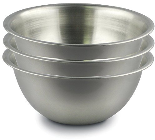 Menax - Set di 3 Ciotole Multiuso - Ciotola da Cucina in Acciaio Inox - Ciotola per Mescolare - 21 cm
