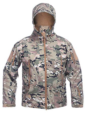 Ketamyy Taktisk kamouflagejacka för män vattentät softshell-fleecefoder höst vinter utomhus vandring jakt bergsklättring regntäta jackor med huva, CP, L