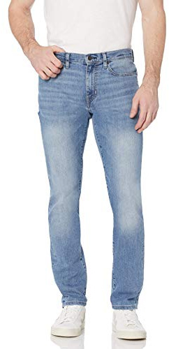 Amazon Essentials Jeans Slim Fit Elasticizzati - Colori Fuori Produzione Uomo, delavé Chiaro, 42W / 32L