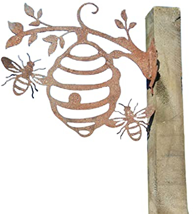 Sculptures de vent en métal Décoration de jardin Ruche d'abeille Décoration de jardin Silhouettes en fer Ornement à brancher