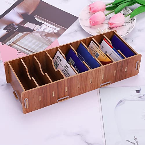 DIY Wood Business Cards Organizer with Dividers Index Card Filing Desktop Organizer with 9 Compartments Desktop Organizer Storage Box Desktop Cards File Note Card Holders Index Card Storage