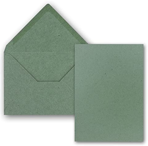 FarbenFroh by GUSTAV NEUSER 25x Einzelkarten Set Kraftpapier mit Briefumschlägen DIN A6 / C6 in Eukalyptus Grün - 14,8 x 10,5 cm - ohne Falz