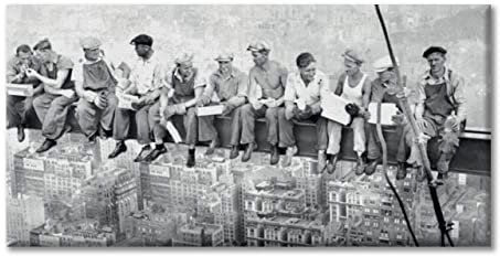 LABORATORIO 102 Quadro su Tela Lavoratori a New York - Telaio Classic 2 cm Legno Abete - Massima Qualità di Stampa - Quadro Moderno Pronto da appendere (50x100cm)
