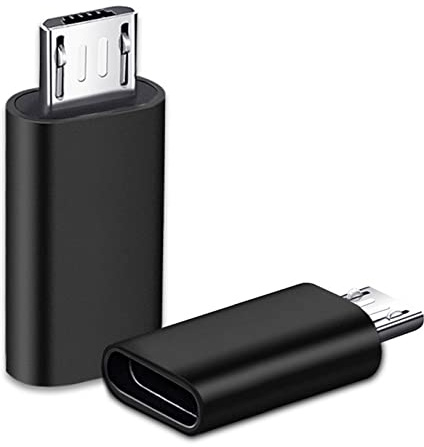 iJiZuo 2 Pièces USB C Adaptateur, Micro USB vers USB C, Adaptateur Type C Femelle Micro USB Male Connecteur pour PC, Galaxy, Mate, etc (Noir)