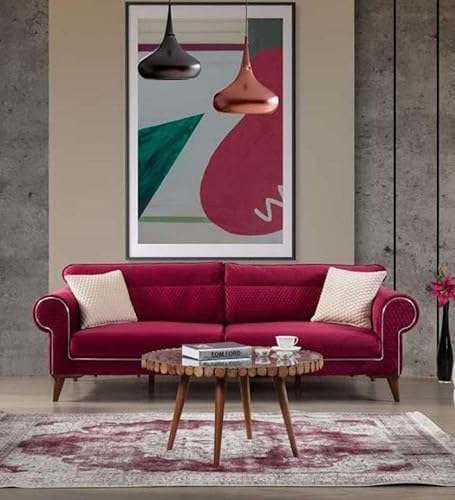 Sofa 3 Sitzer Rose Stoff Wohnzimmer Luxus Möbel Dreisitzer Couch Neu